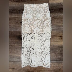 Stone Cold Fox Elliot White Lace Overlay Midi Skirt Size 2 🤍 LIKE NEW